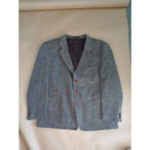 English Manor Tweed Blazer Mens 48R  Herringbone Wool Sport Coat Academia Preppy